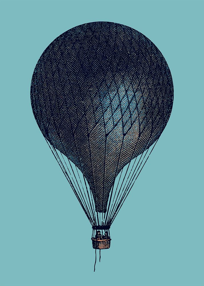 Vintage balloon illustration, traditional air transportation vector, remix from the artwork of Imprimeur E. Pichot