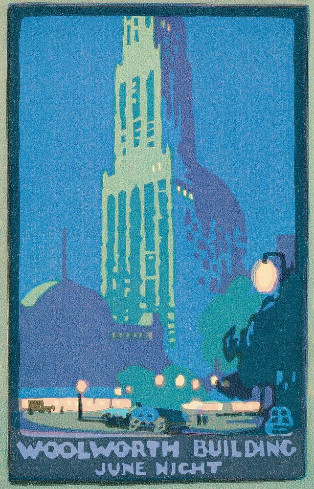 Woolworth Building June Night (1916) from Postcards: New York Series I in high resolution by Rachael Robinson Elmer.…