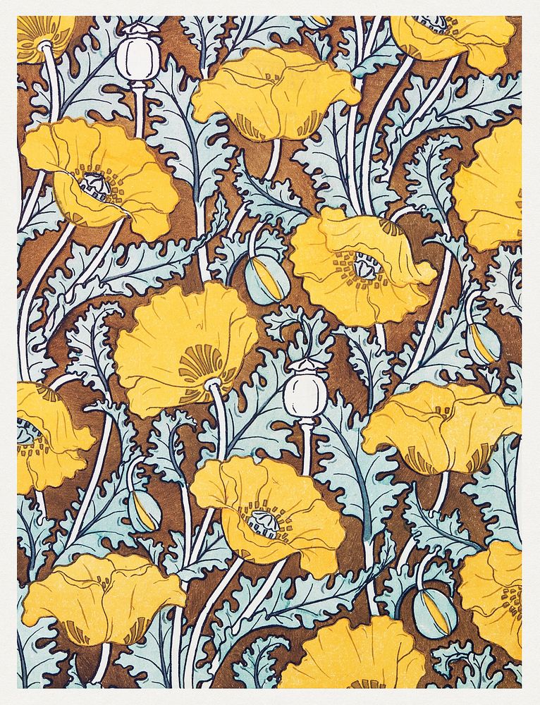 Art nouveau poppy flower pattern design resource