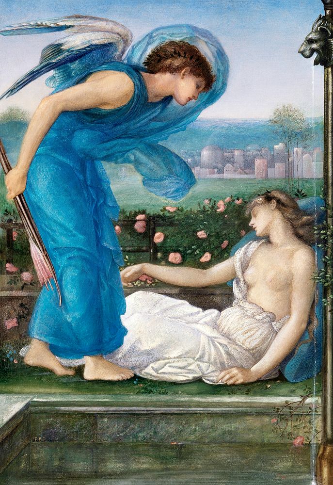 Cupid and Psyche (ca. 1870) painting in high resolution by Sir Edward Burne&ndash;Jones. Original from Yale Center for…