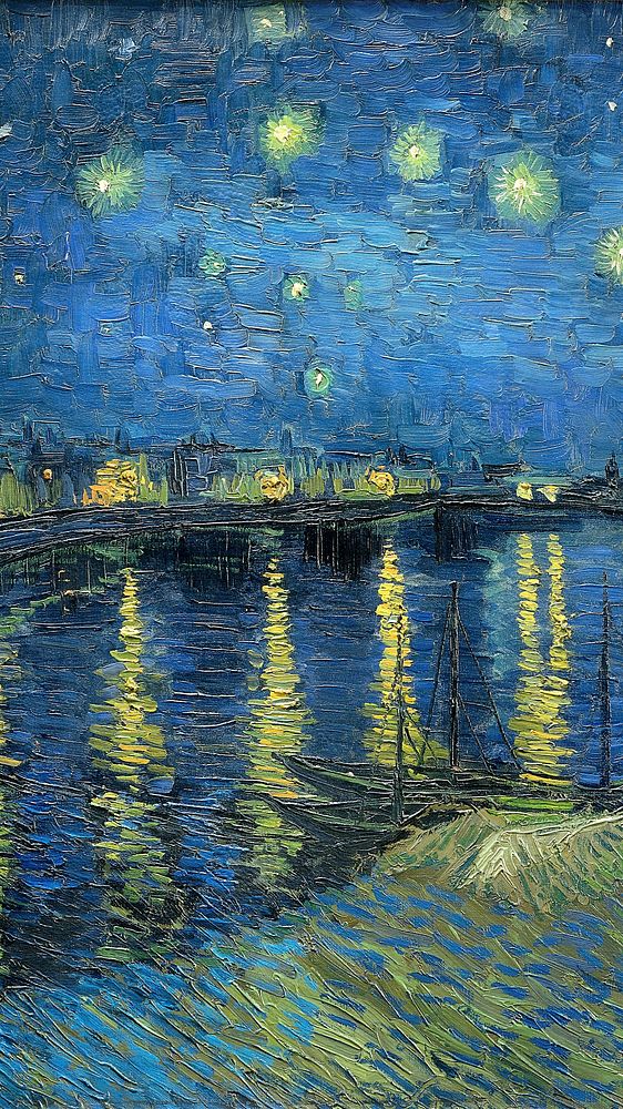 Van Gogh iPhone wallpaper, HD background, Starry Night Over the Rhone