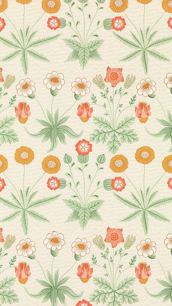 William Morris pattern mobile wallpaper, daisy pattern mobile background