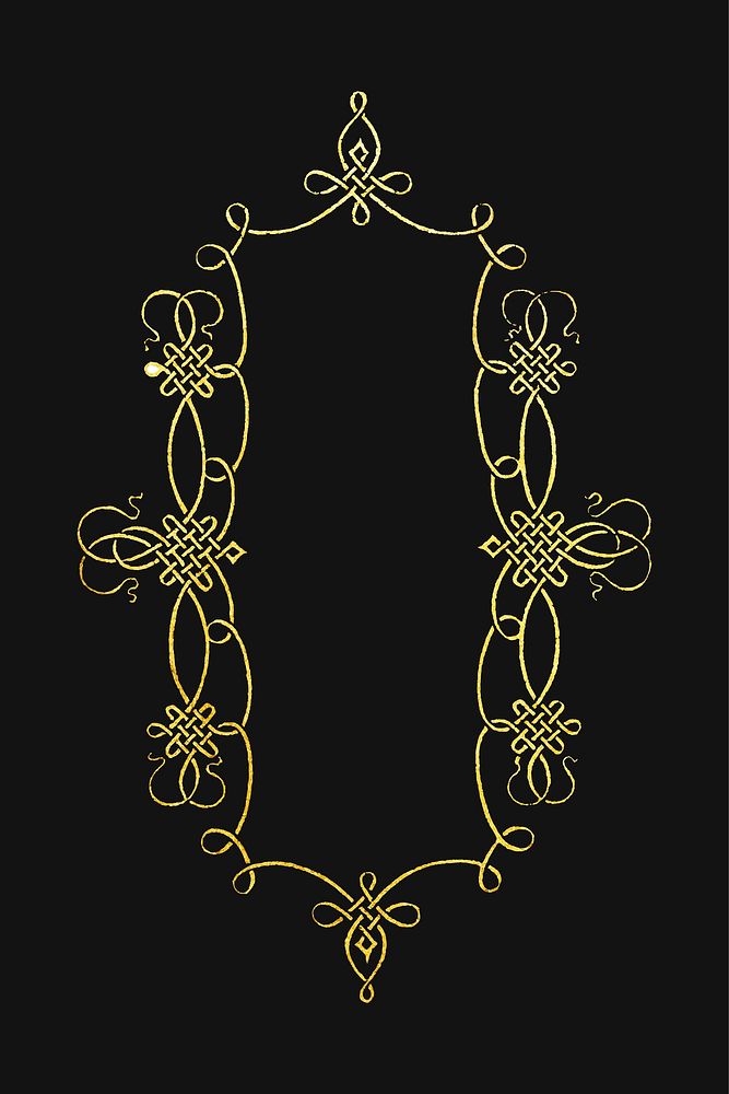 Gold filigree frame border vector