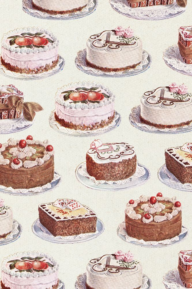Fancy cakes patterned background