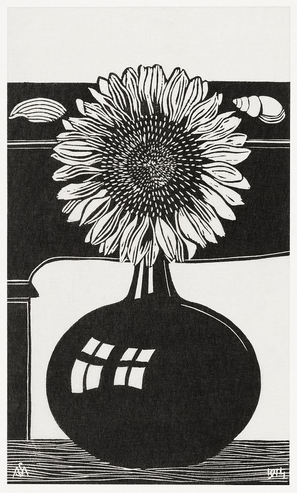 Sunflower (Zonnebloem) (1914) print in high resolution by Samuel Jessurun de Mesquita. Original from The Rijksmuseum.…