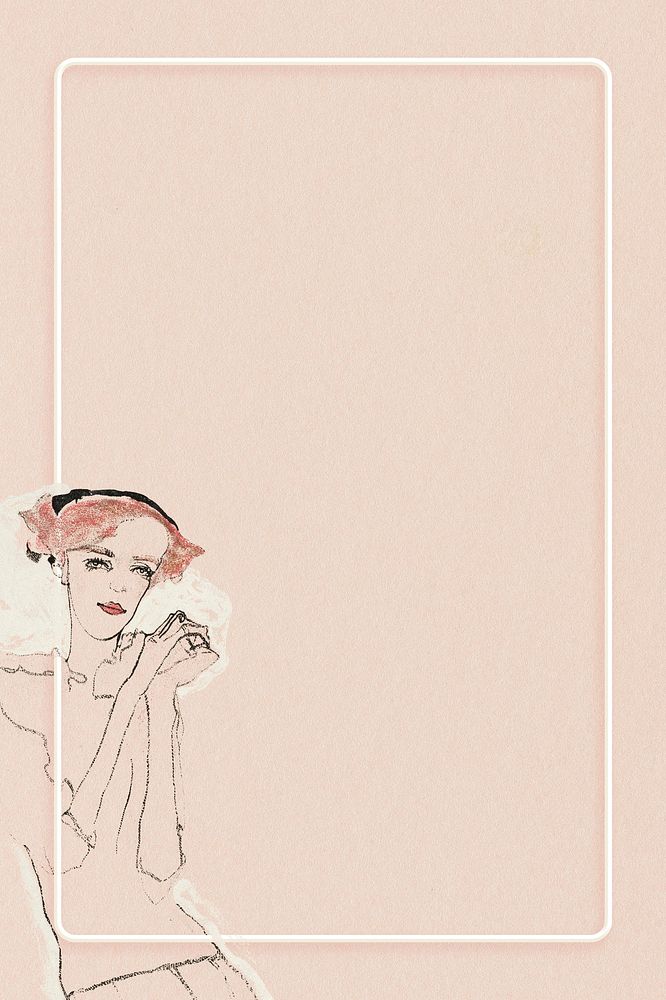 Vintage woman frame illustration remixed from the artworks of Egon Schiele.