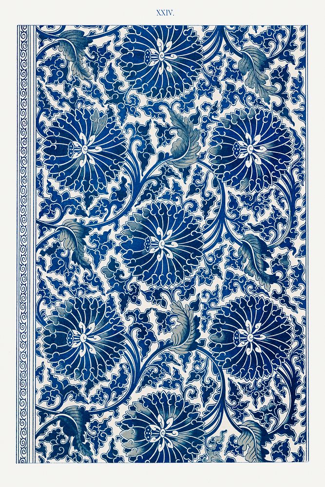 Blue floral pattern, Examples of Chinese Ornament selected from objects in the South Kensington Museum and other collections…