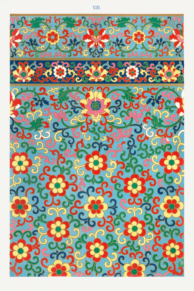 Colorful floral pattern, Examples of Chinese Ornament selected from objects in the South Kensington Museum and other…