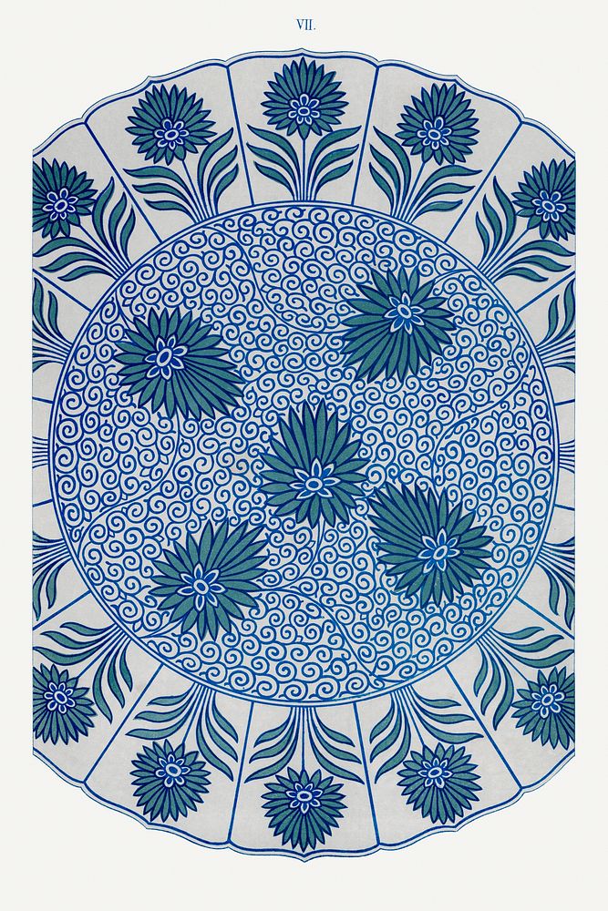 Blue botanical pattern, Examples of Chinese Ornament selected from objects in the South Kensington Museum and other…