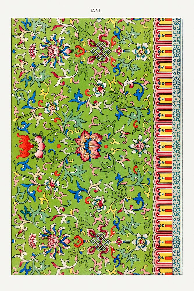 Green floral pattern, Examples of Chinese Ornament selected from objects in the South Kensington Museum and other…
