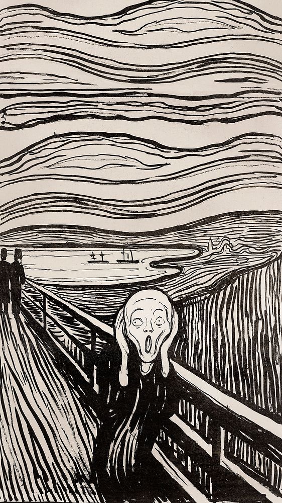 The scream iPhone wallpaper, Edvard Munch mobile background famous painting