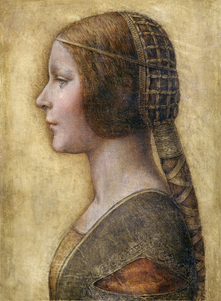 Leonardo da Vinci's Profile of a Young Fianc&eacute;e (1495) famous painting. Original from Wikimedia Commons. Digitally…