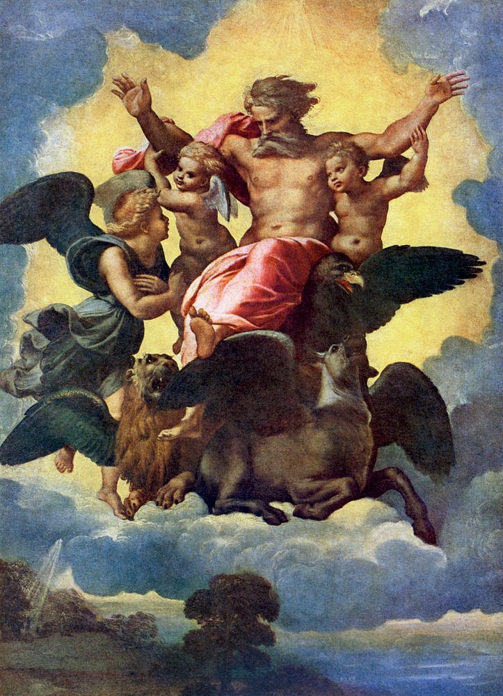 Raphael's Ezekiel's Vision (1518) famous painting. Original from Wikimedia Commons. Digitally enhanced by rawpixel.