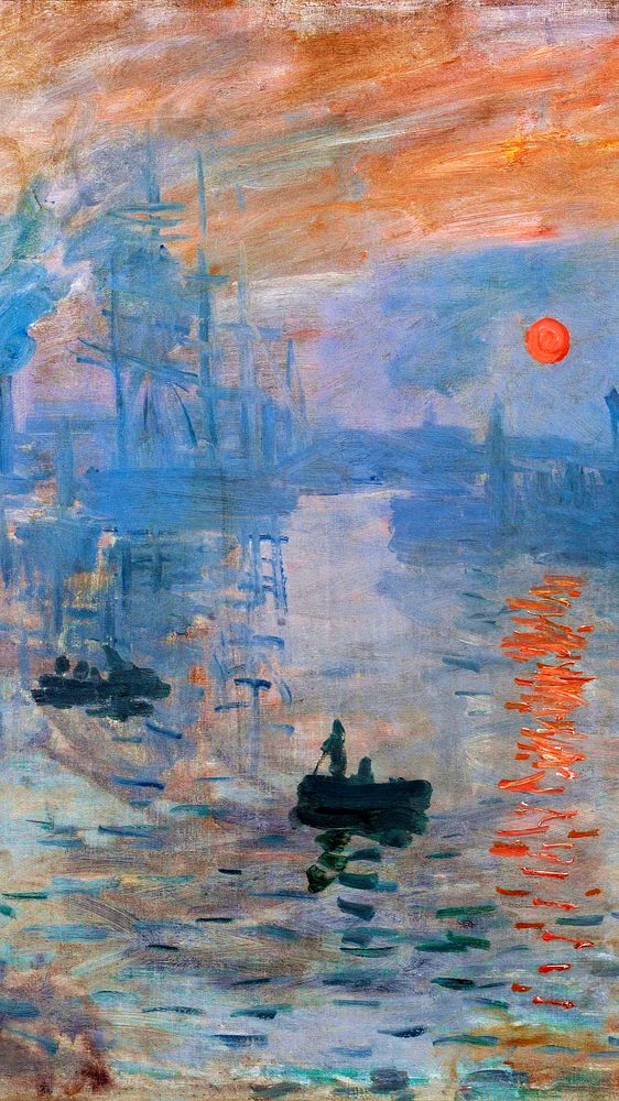 Monet iPhone wallpaper, phone background, Sunrise famous painting
