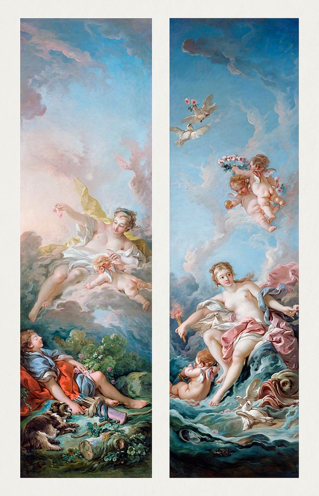 Francois Boucher's Aurora and Cephalus, Venus on the Waves (1796) famous painting. Original from The Getty. Digitally…