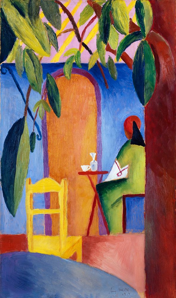 August Macke's T&uuml;rkisches Caf&eacute; (1914) famous painting. Original from Wikimedia Commons. Digitally enhanced by…
