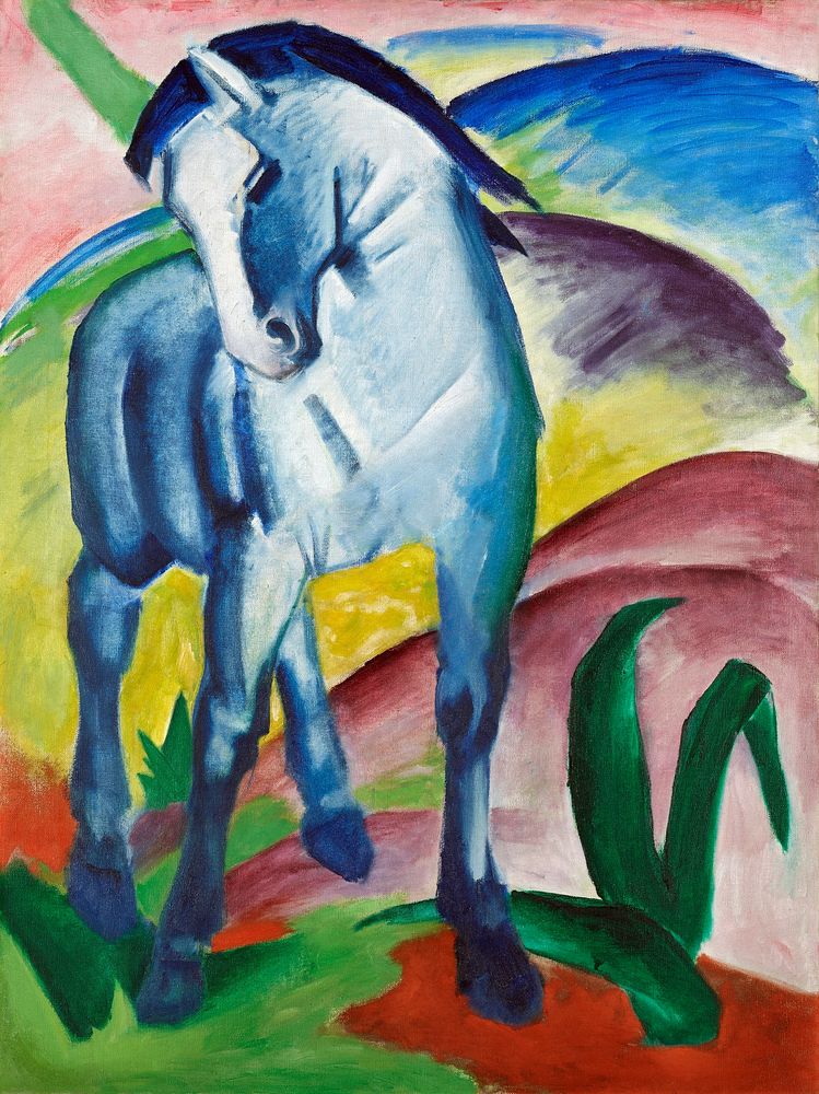 Franz Marc's Blue Horse I (1911) famous painting. Original from Wikimedia Commons. Digitally enhanced by rawpixel.