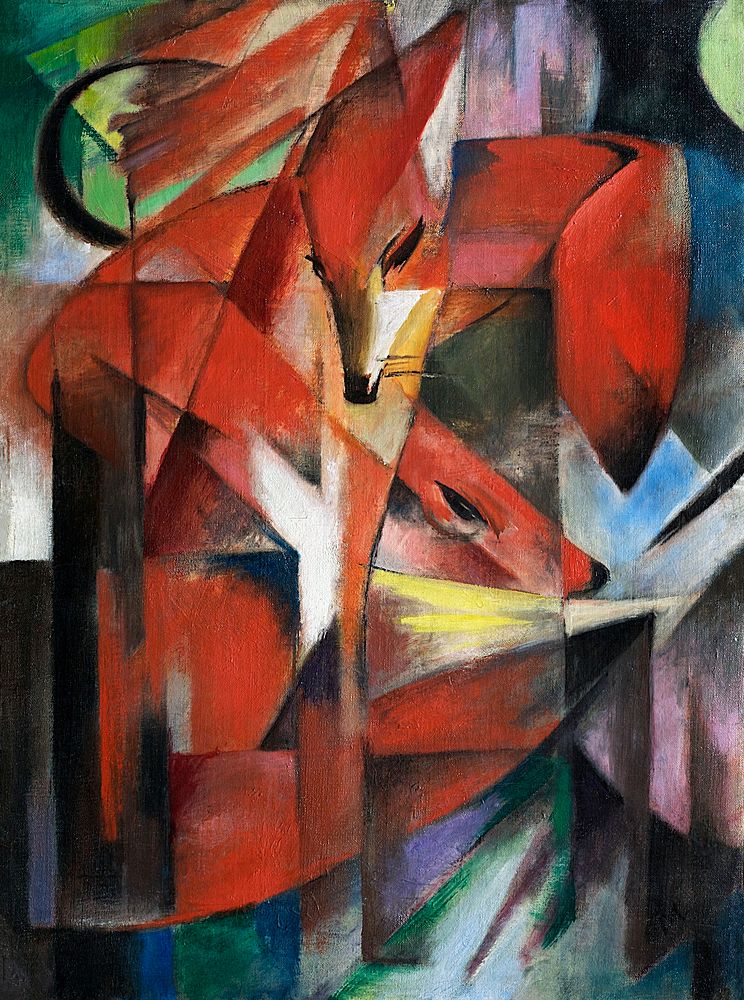 Franz Marc's The Foxes (1913) famous painting. Original from Wikimedia Commons. Digitally enhanced by rawpixel.