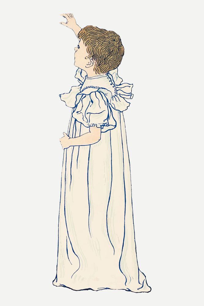 Girl vector in traditional nightgown reaching out her hand, remixed from the artworks by Johann Georg van Caspel