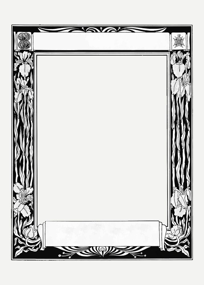 Frame vector with vintage black floral border, remixed from the artworks by Johann Georg van Caspel