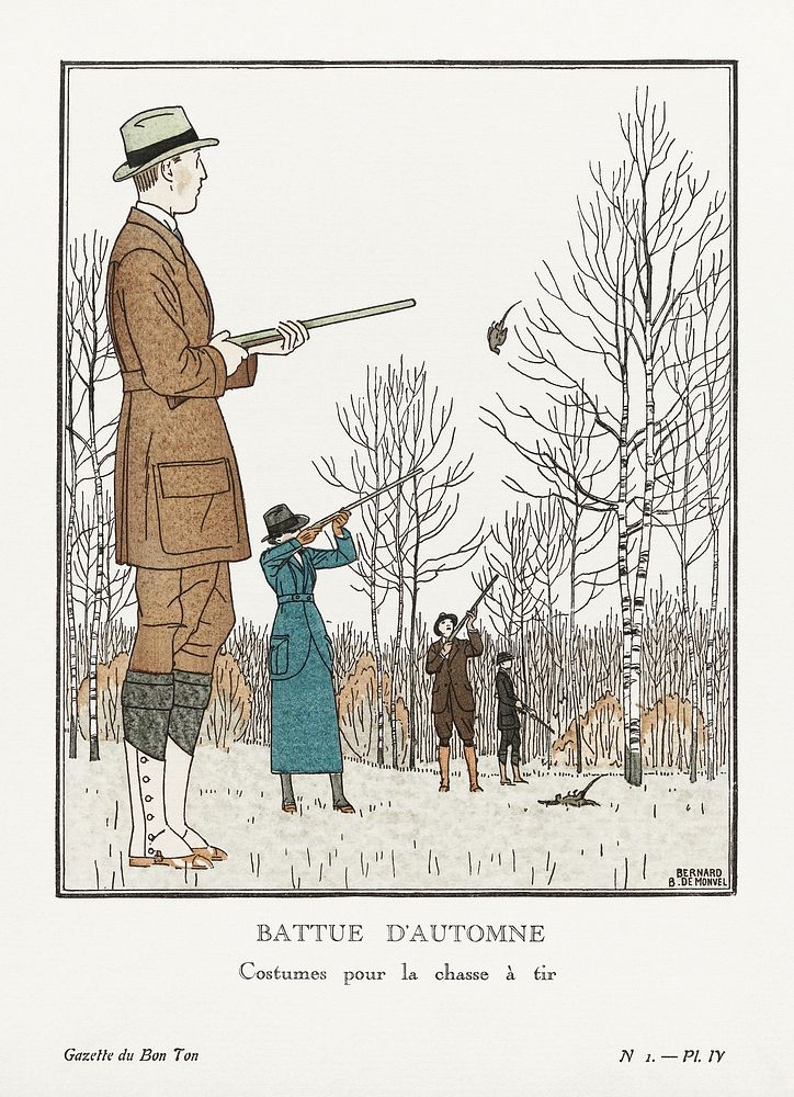 Battue d'automn (1923) print in high resolution by Bernard Boutet de Monvel, published in Gazette du Bon Tonใ Original from…