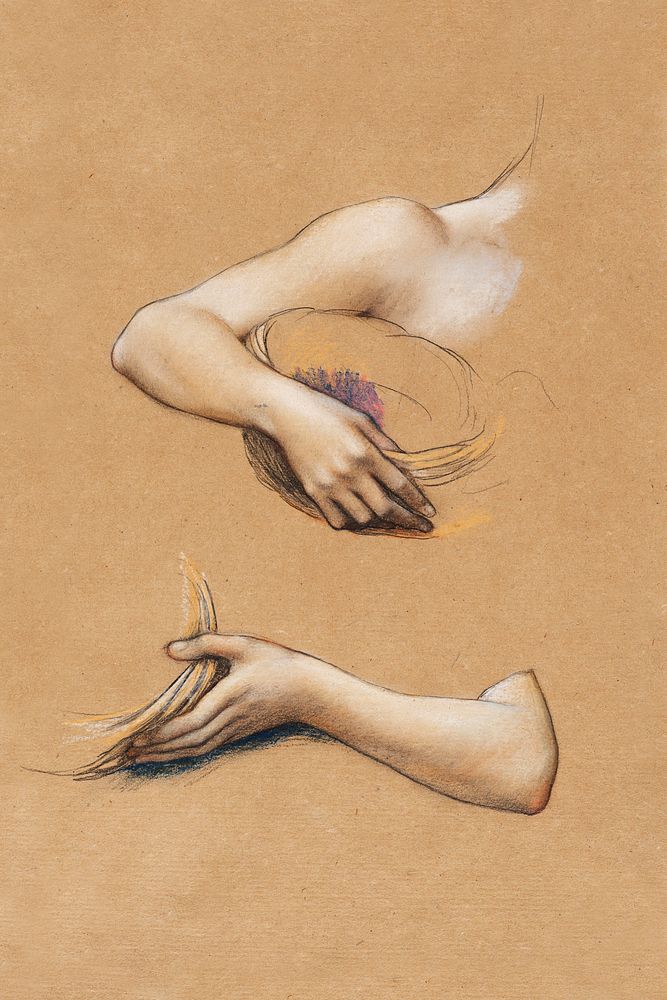 Study of Arms for "The Cadence of Autumn" (1905) by Evelyn De Morgan. Original from The Met Museum. Digitally enhanced by…