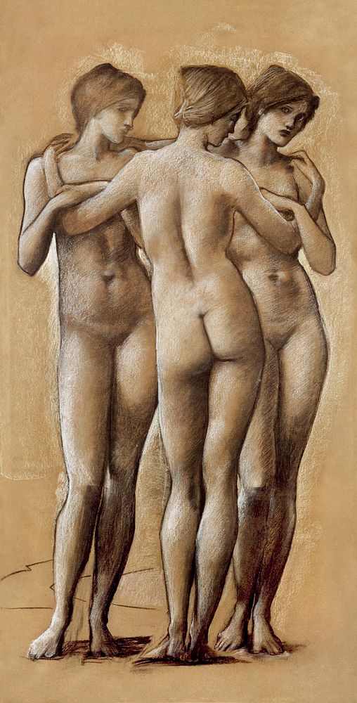 Venus Concordia: Study of the Three Graces (1895) by Edward Burne-Jones. Original from The Birmingham Museum. Digitally…