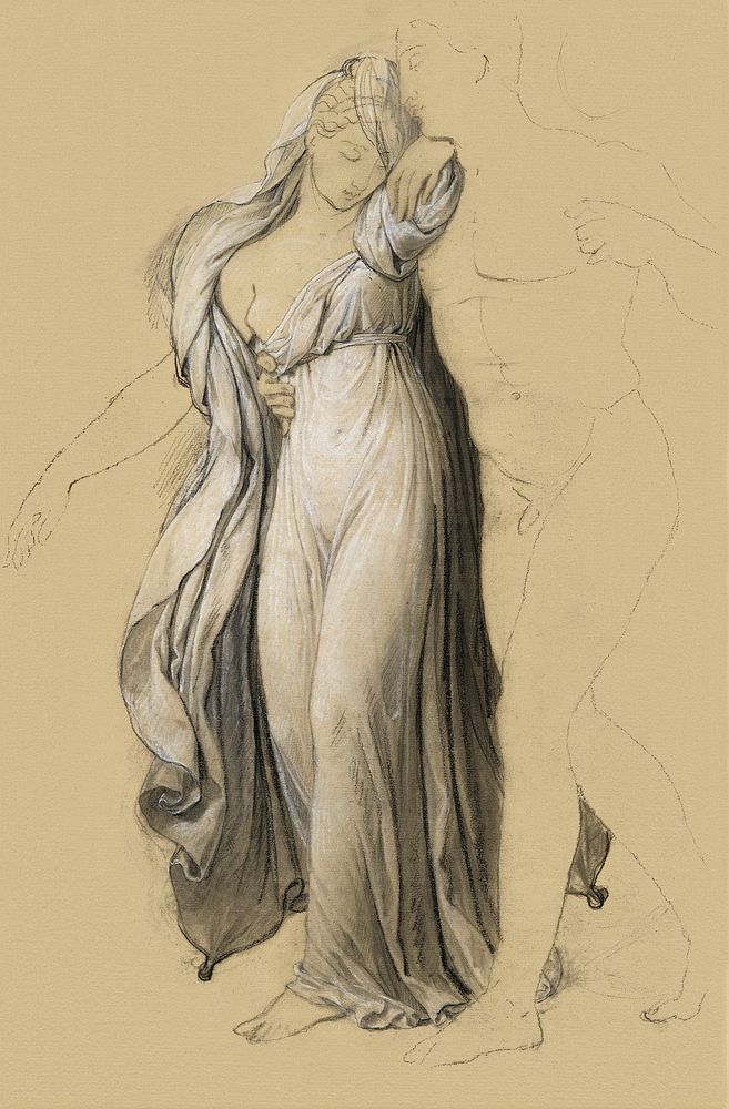 Drapery Study for "Castor and Pollux Freeing Helen" (1817) by Joseph-Ferdinand Lancrenon. Original from The MET museum.…