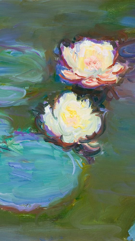 Monet iPhone wallpaper, phone background, Nympheas famous painting