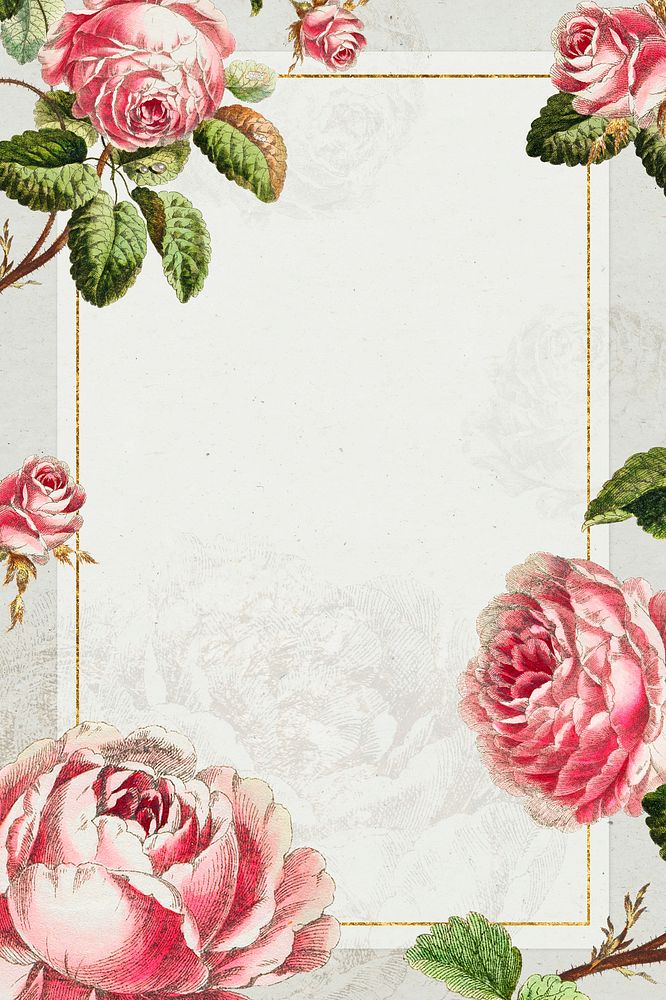 Vintage pink rose flower frame design element