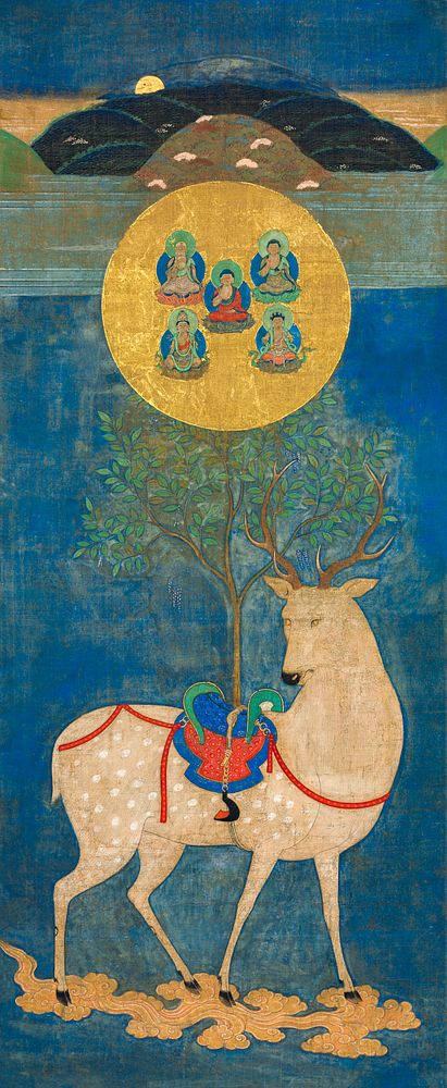 Kasuga Deer Mandala (mid&ndash;1300s to 1400s) Japanese painting in high resolution by William Henry Fox Talbot. Original…