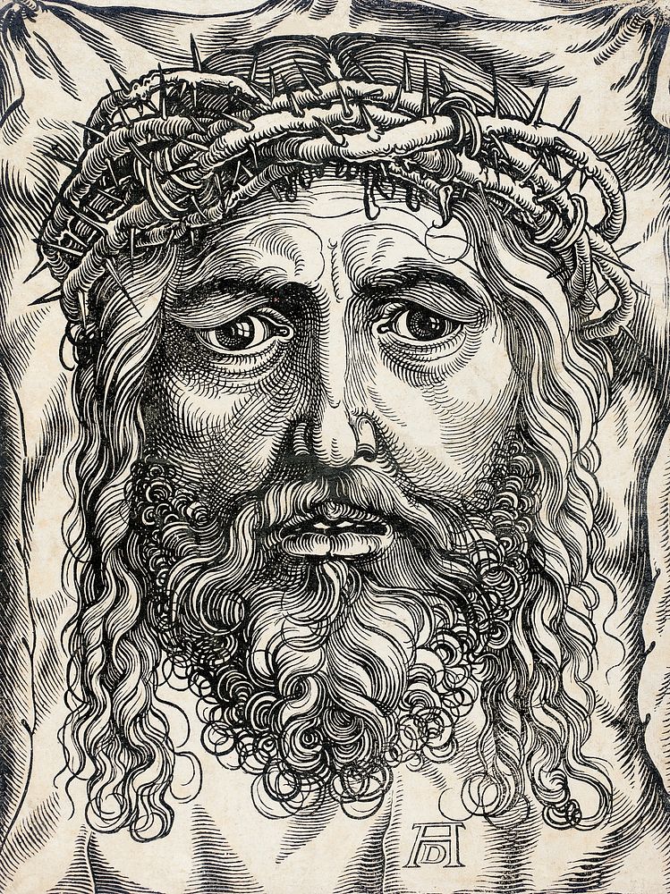 The Head of Christ Crowned with Thorns (circa 1530) print in high resolution by Sebald Beham. Original from The Los Angeles…