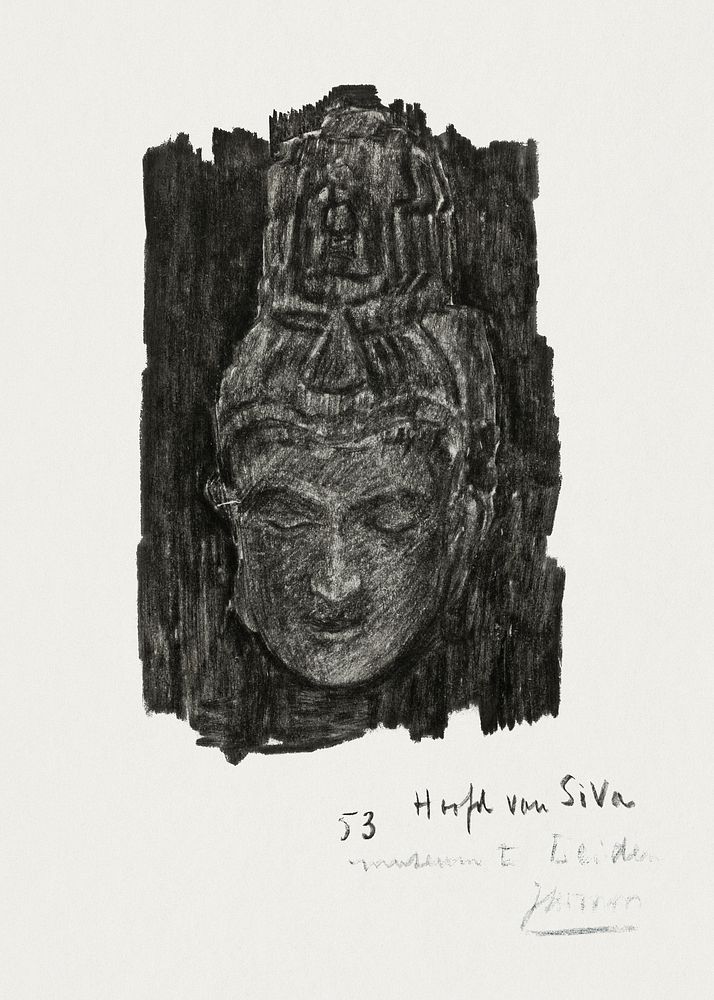 Study of head of Shiva in the Museum of Ethnology in Leiden (1868&ndash;1928) by Jan Toorop. Original from The Rijksmuseum.…
