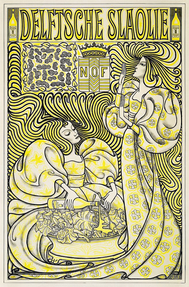 Poster for Delft Salad Oil (1894) by Jan Toorop. Original from The Rijksmuseum. Digitally enhanced by rawpixel.