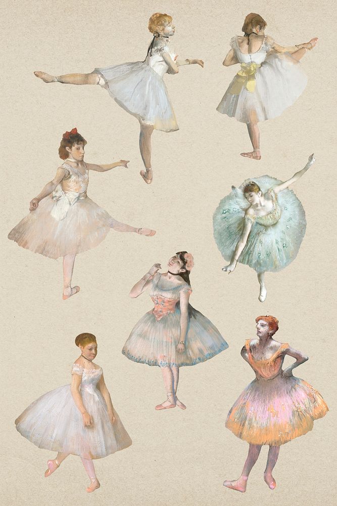 Ballet dancer set, remixed from the artworks of the famous French artist Edgar Degas.