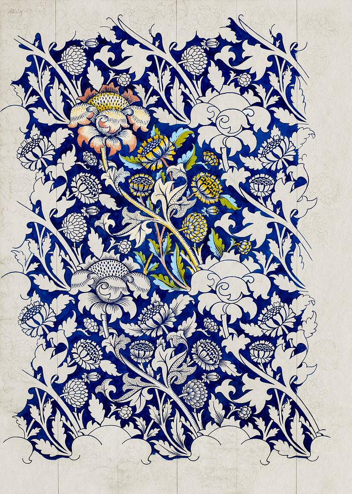 William Morris's Watercolour for Printed Fabric Design: Wey (1882-1883) famous artwork. Original from The Birmingham Museum.…