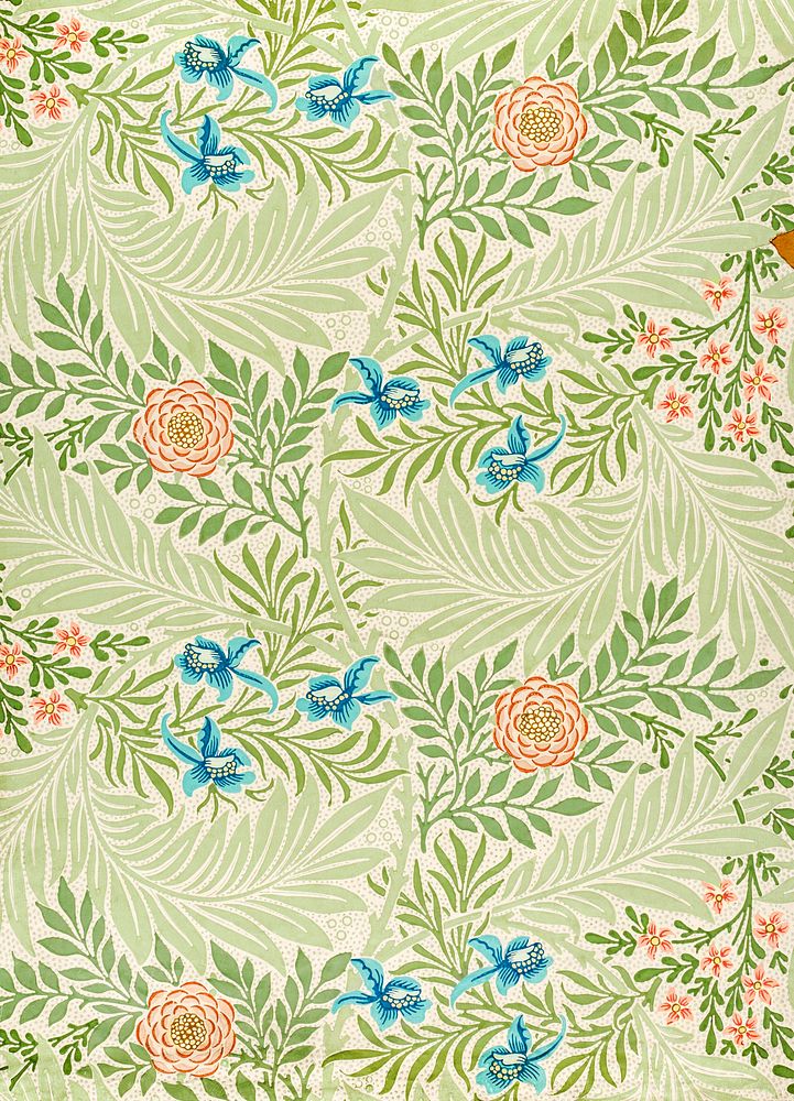 William Morris's Larkspur (1874) famous pattern. Original from The Smithsonian Institution. Digitally enhanced by rawpixel.