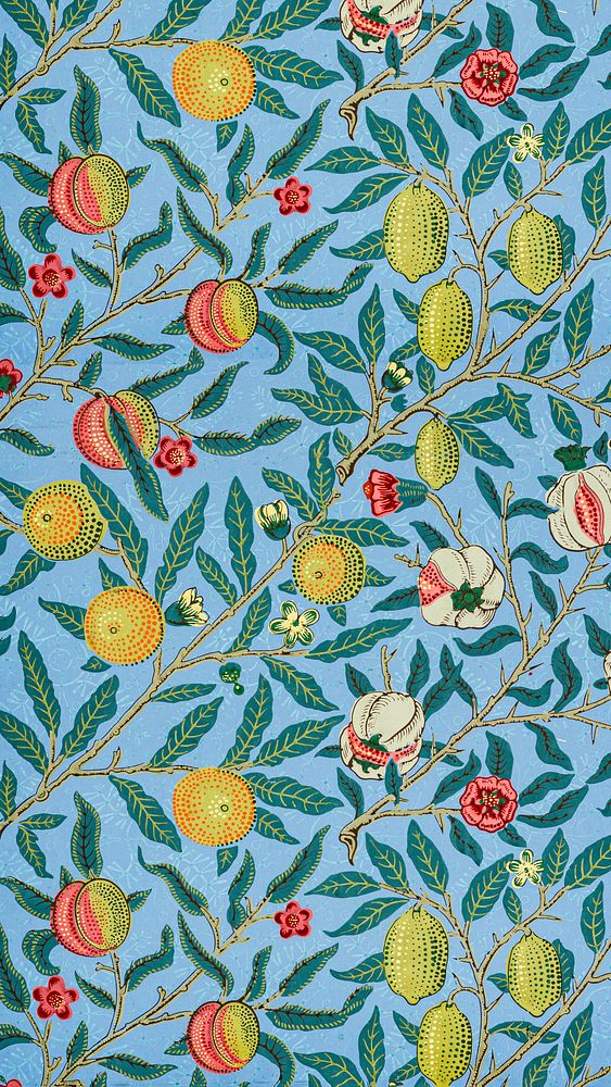 William Morris iPhone wallpaper, fruit pattern mobile background