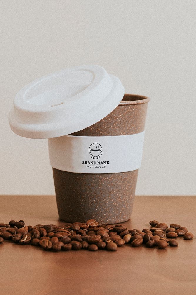 Cork reusable coffee cup mockup