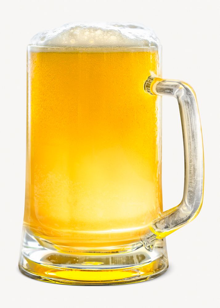 Beer glass, alcoholic beverage isolated image