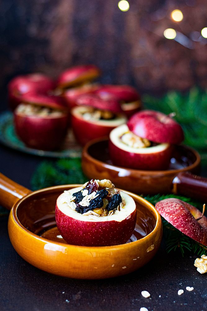 Fresh homemade stuffed red apples