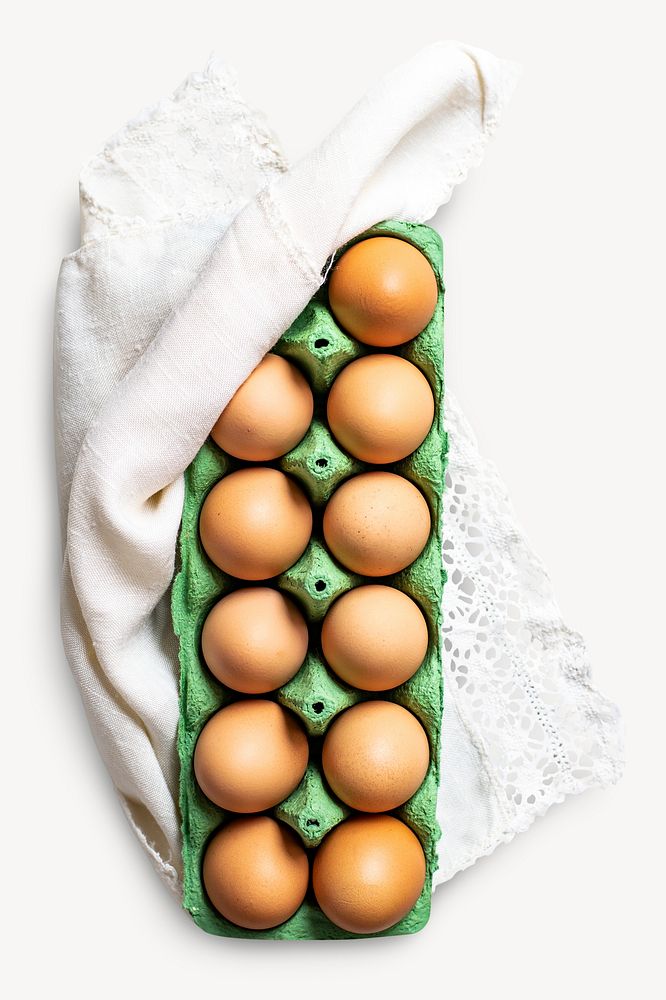 Egg carton, organic food ingredient isolated image psd