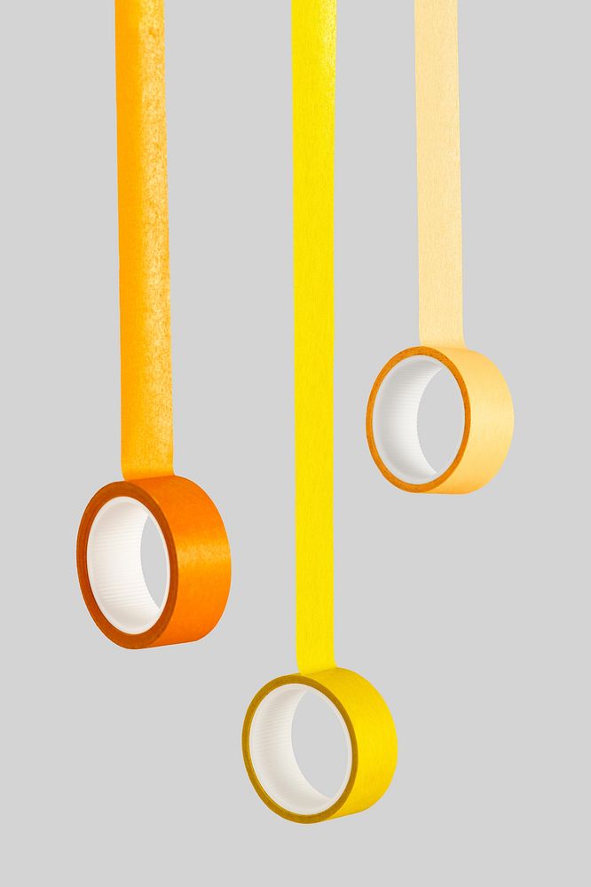 Yellow and orange rolls of tape mockup design resources