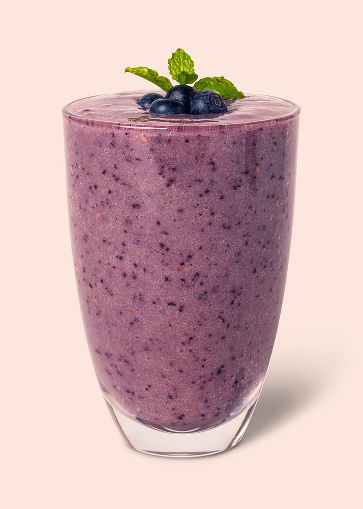 Fresh blueberry and acai smoothie on background mockup
