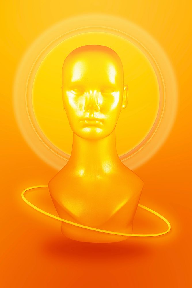 Yellow dummy head on an orange background