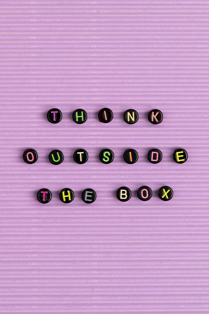 THINK OUTSIDE THE BOX beads message typography