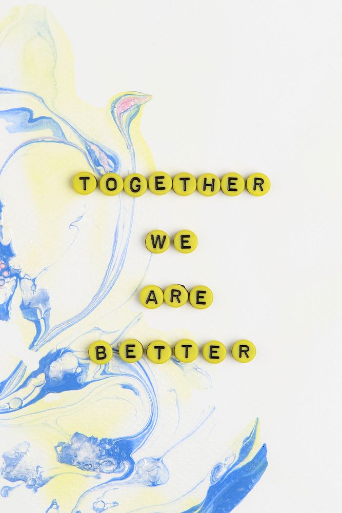 Together we are better beads alphabet typography