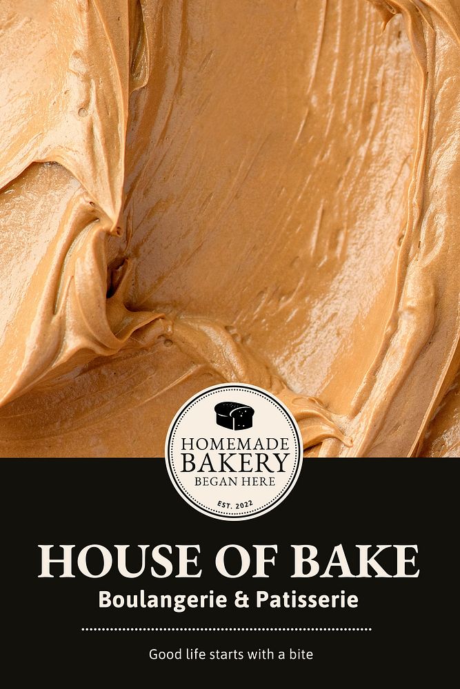 Bakery template vector with brown frosting texture for pinterest post