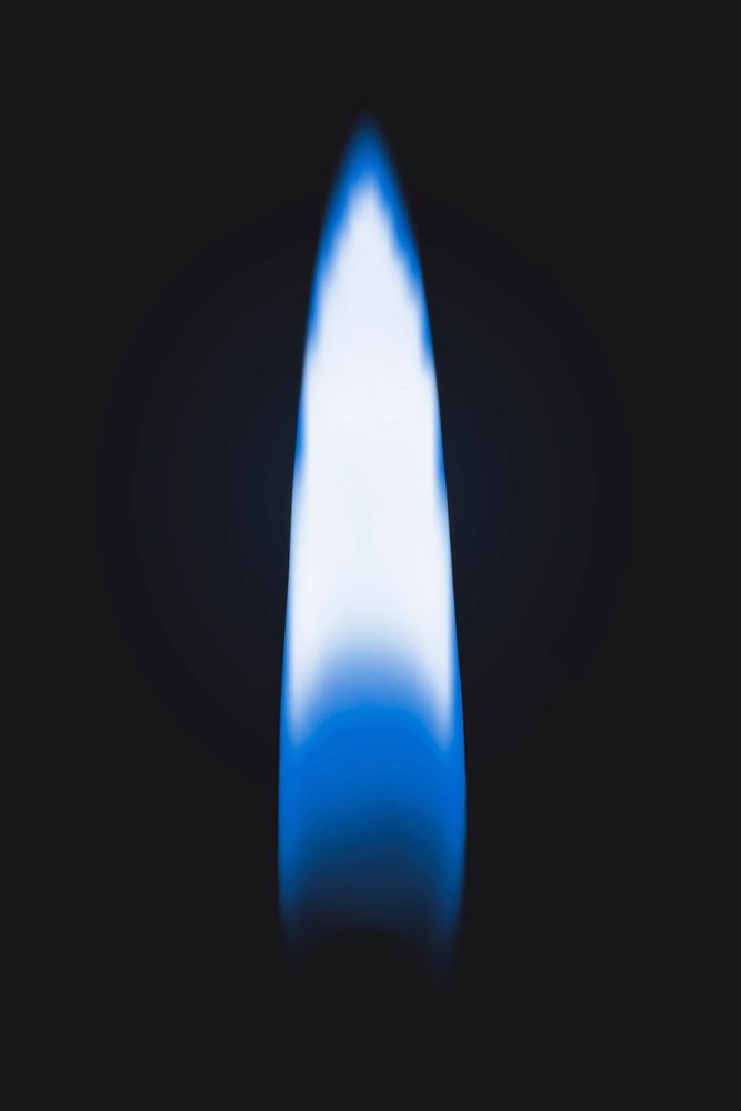 Lighter flame sticker, realistic burning blue fire image vector