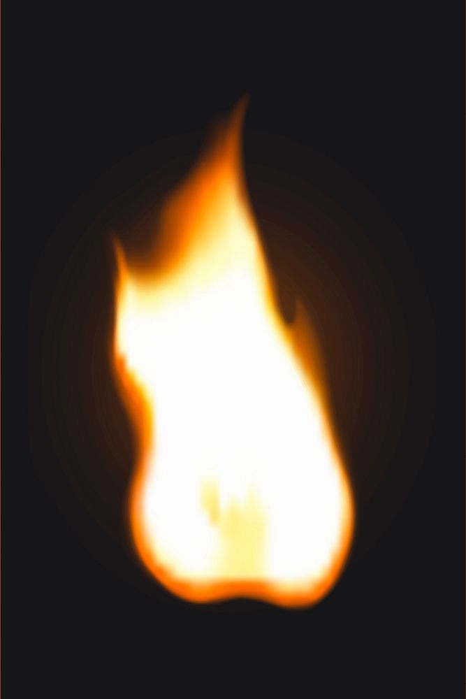 Flame sticker, realistic torch fire image vector